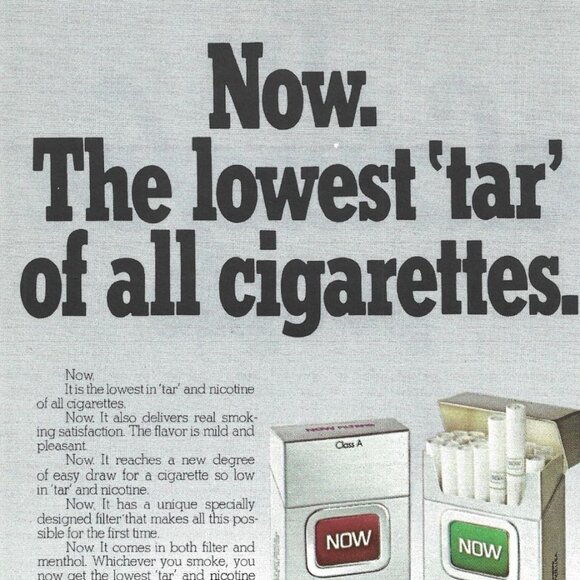 Now Lowest Tar Cigarette Ad 1970s Vintage Print Ad 9 inch - Picture 2 of 4